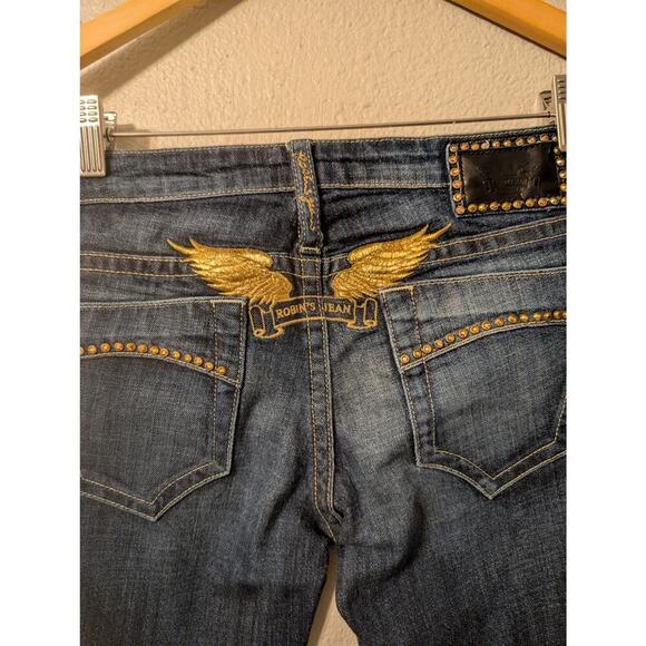 ROBIN'S JEAN Gold Marilyn Studded Straight Leg Womens Size 25 Denim Dark Wash - Picture 1 of 12